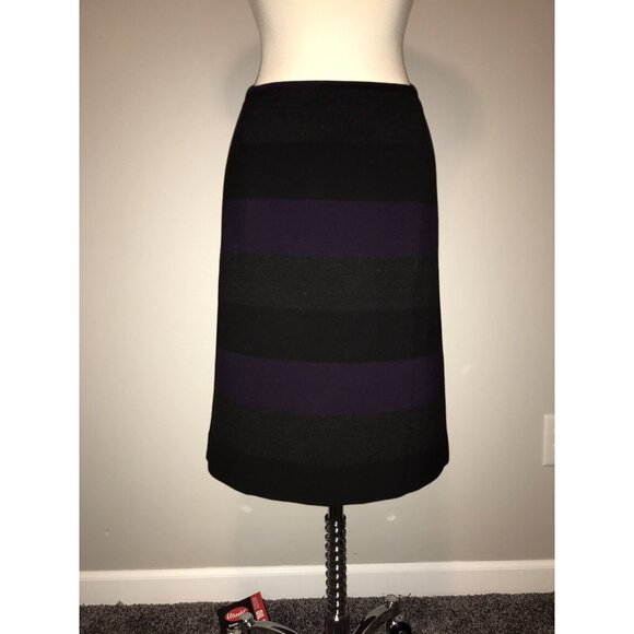 Tahari Arthur S. Levine Black, Dark Gray & Purple Color Block Skirt, Size 14 NWT - Picture 1 of 7